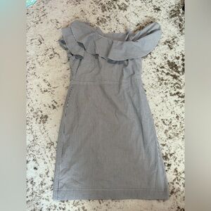 NWT BANANA REPUBLIC PETITE SEERSUCKER ONE-SHOULDER DRESS - Size 12 Petite